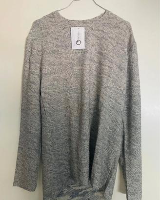 Maglione cotone beige e grigio mélange tg L