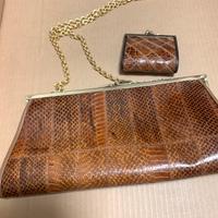 Pochette Vintage in pelle di serpe con portamonete