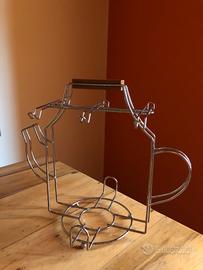 Porta tazze in acciaio/legno