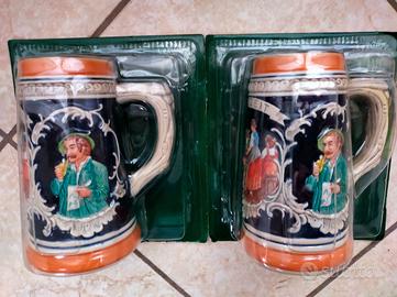 Coppia boccali birra decorati. Nuovi sigillati.