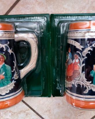 Coppia boccali birra decorati. Nuovi sigillati.