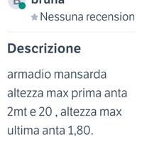 armadio mansardato legno massello