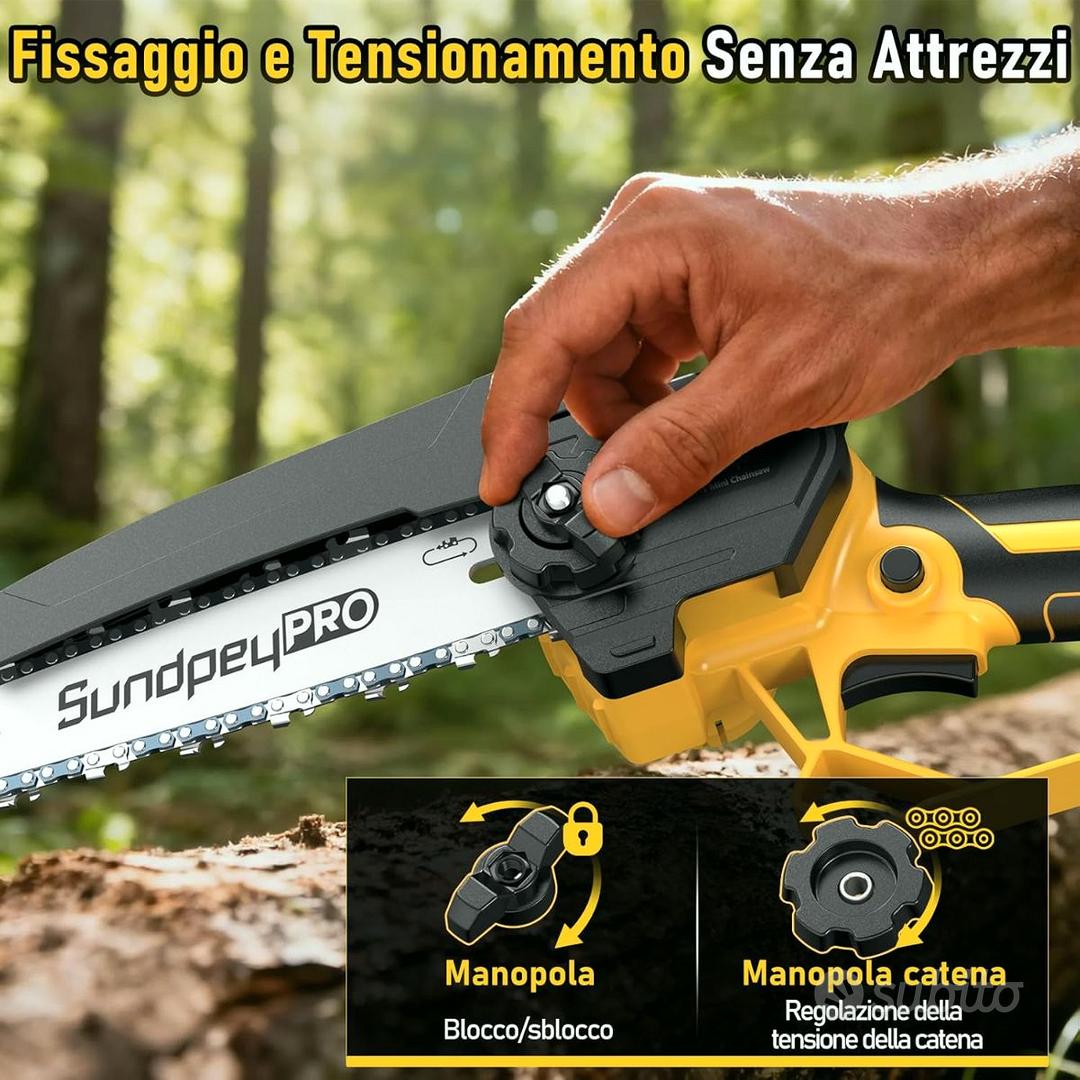 Mini Motosega a Batteria con 900W Motore Brushless,2 * 2000mah Batterie e Caricatore Rapido, 6+8 Pollici Sega Con Pompetta Olio e Blocco di Sicurezza per il Taglio del Legno e Giardini Mini Motosega a Batteria con 900W Motore Brushless,2 * 2000mah Batterie e Caricatore Rapido, 6+8 Pollici Sega Con Pompetta Olio e Blocco di Sicurezza per il Taglio del Legno e Giardini