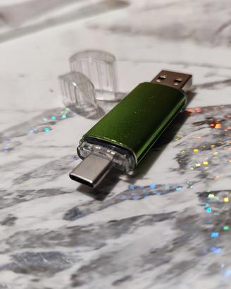 Chiavetta USB 2-in-1 Type-C + USB 2.0 – 64GB Verde
