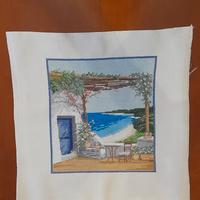 Quadro con marina punto croce fatto a mano