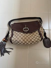 Bora gucci horsebit  hobo vintage in tela monogram