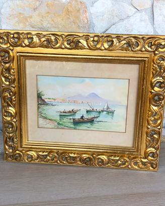 Quadro -Marina Napoli- dipinto ad acquerello