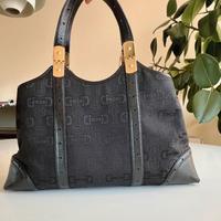 Borsa Gucci nera in tela monogram e pelle