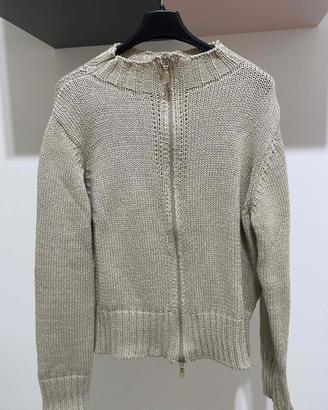 Cardigan in maglia a coste beige taglia M