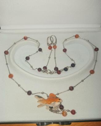 parure arg.925 corniola è ceramica 