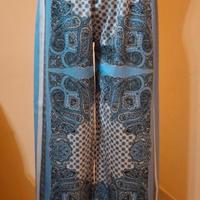 Pantalone palazzo fantasia blu e bianco 