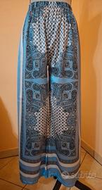 Pantalone palazzo fantasia blu e bianco 