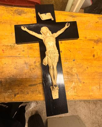 Crocifisso da Parete Vintage in Legno ResinaGesso