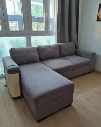 Divano angolare con chaise longue e letto estraibi