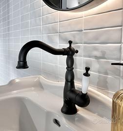 Miscelatore Lavabo Retrò Nero Opaco Made in Italy