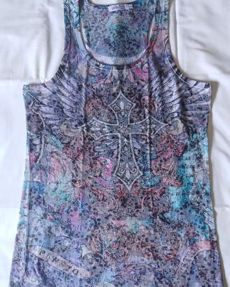 Canotta da donna multicolore con croce
