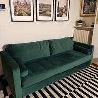 Divano letto Maison du Monde velluto verde 210cm