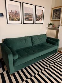 Divano letto Maison du Monde velluto verde 210cm