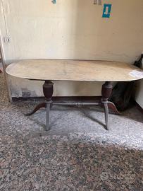 Tavolo ovale vintage con piano in marmo