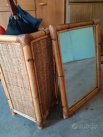 KIT INGRESSO VIMINI con portaombrelli e specchio