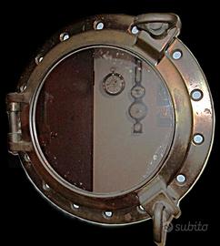 VECCHIO OBLO' NAVALE CON SPECCHIO 44 cm