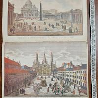 Due stampe antiche San Pietro e Duomo Di Milano 