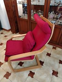 Poltrona rossa legno