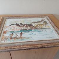 Quadro Acquerello Originale - Paesaggio Costiero c