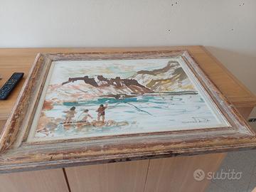 Quadro Acquerello Originale - Paesaggio Costiero c