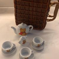 Set ceramica gioco con orsetti e cestino Vintage