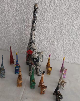 11 Gatti in Legno - 1 Gatto Grande 33cm Patchwork