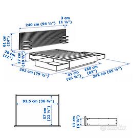 LETTO IKEA MANDAL MATRIMONIALE COMPLETO+MATERASSO