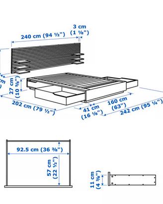 LETTO IKEA MANDAL MATRIMONIALE COMPLETO+MATERASSO