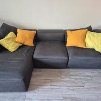 Divano 5 posti grigio con penisola 