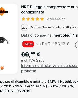 NRG puleggia compressore aria condizionata BMW