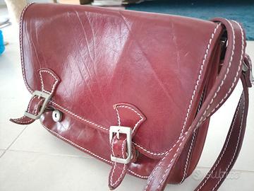 Borsa bordeaux vera pelle