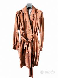 Max Mara vestito seta rosa motivi equestri 38 new