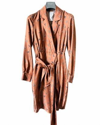 Max Mara vestito seta rosa motivi equestri 38 new