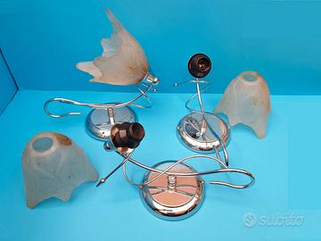 applique lampada a muro parete in acciaio - 3 PEZZ