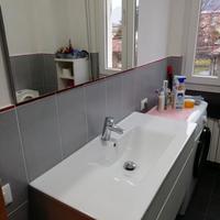 Mobiletto del bagno con lavabo più specchiera. 