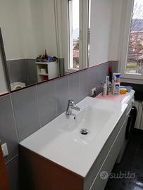 Mobiletto del bagno con lavabo più specchiera. 