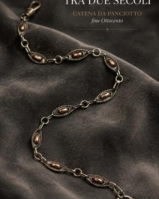 Antica catena panciotto argento e placc oro 1800