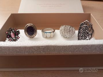 Set 5 anelli con pietre e gemme varie tipologie