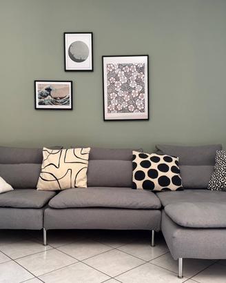 Divano a 4 posti con chaise longue grigio scuro