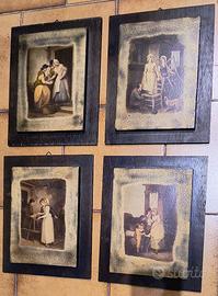 Lotto 11 quadretti in legno vintage "Cries of Lond