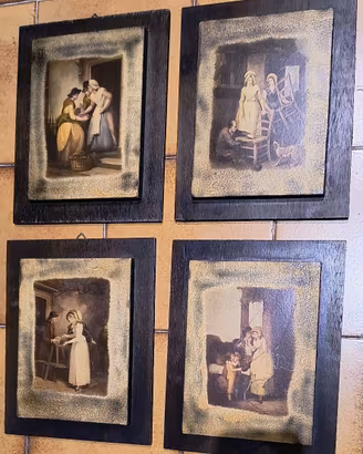 Lotto 11 quadretti in legno vintage "Cries of Lond
