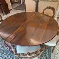 Tavolo console a mezza luna in noce metá 1800