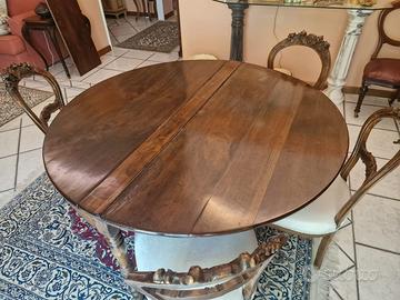 Tavolo console a mezza luna in noce metá 1800