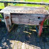 Banco Da Lavoro In Legno Massiccio - Vintage