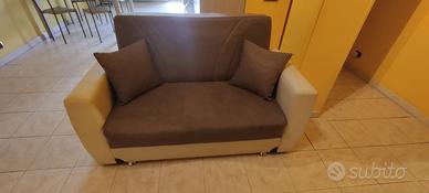 Divano due posti in tessuto con contenitore e pron